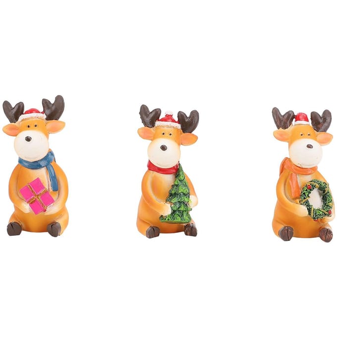 Kerst Rendier Ornament Hars Beeld Cartoon Schattig Eland Beeldje Tafelblad Bureau Ornament orange
