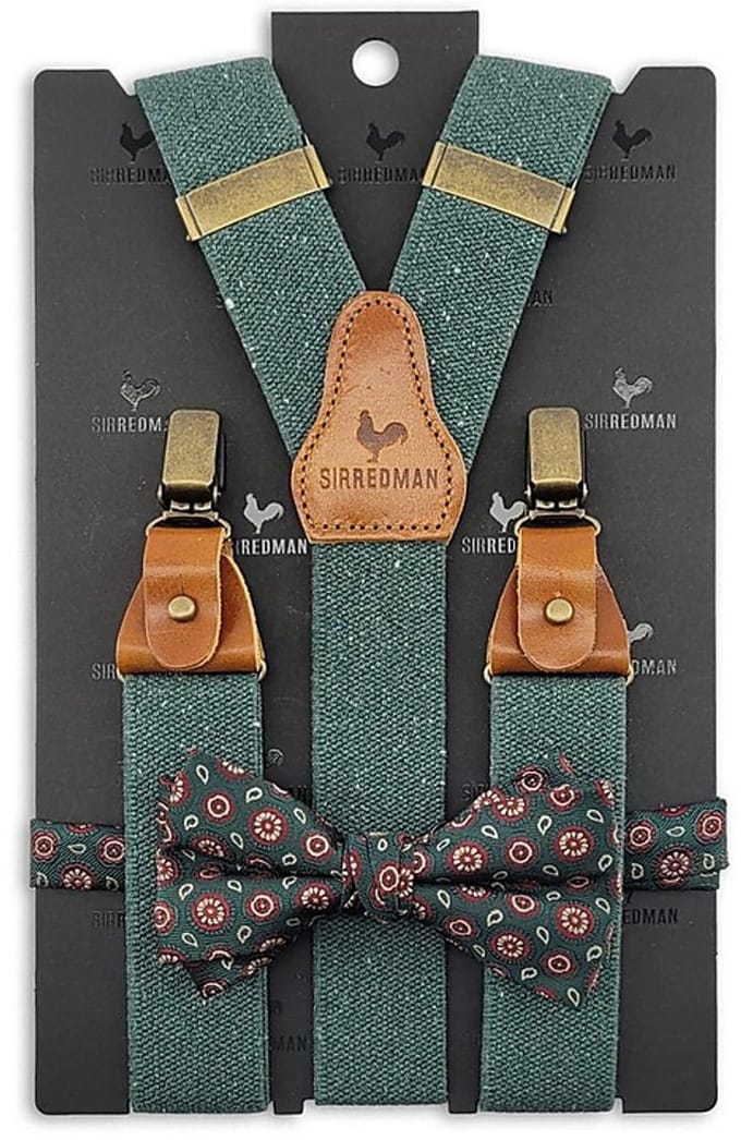 Sir Redman - Bretels met strik - bretels combi pack Richy Winston - groen / bordeauxrood / beige