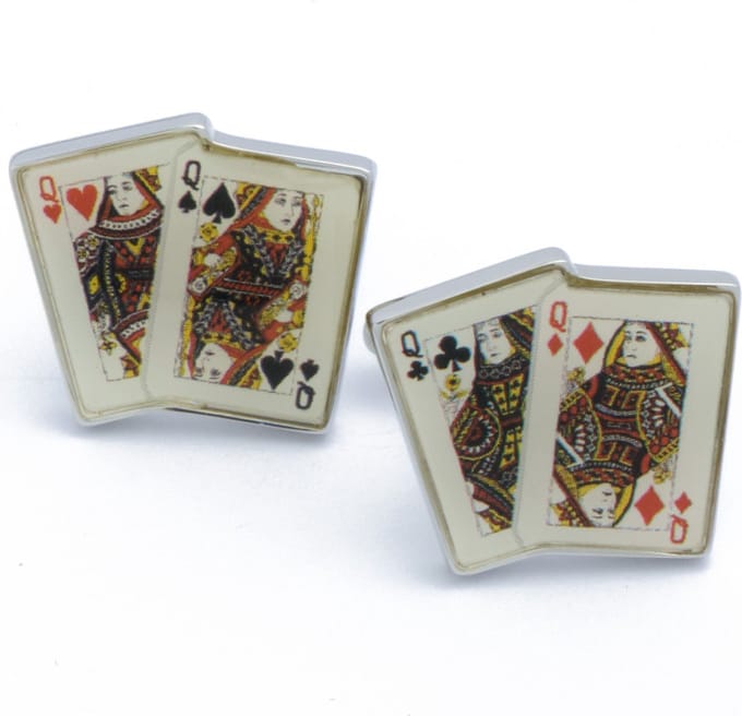 Manchetknopen - Koningin Vrouw Kaartspel