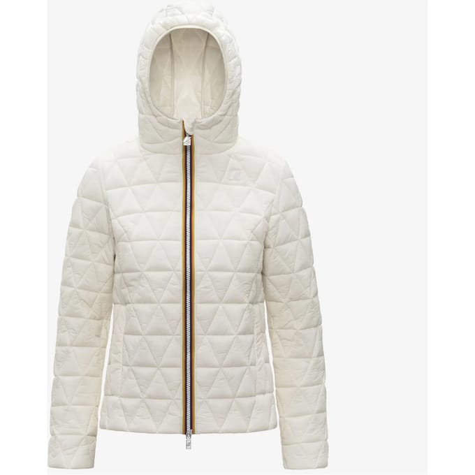 Kort gequilt Jas vrouw Kway lil diamant gewatteerde warm wit met gevoerde capuchon