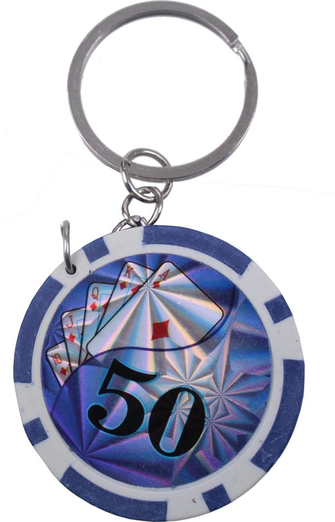 Lg-imports Sleutelhanger Pokerfiche 50 Aluminium 4 Cm Blauw