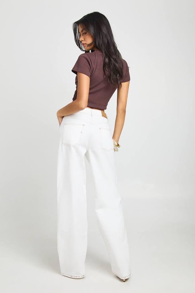 boohoo Dames Rechte Pijpen Jeans Met Naaddetail | Ecru | Maat: 40