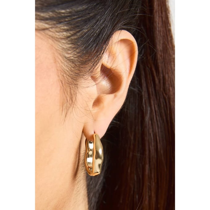 boohoo Dames Abstracte Gouden Creool Oorbellen