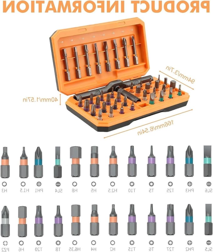 Magnetische Schroevendraaierset - Multi-bit Set - Klus Klussen - 42 Delig Ratelontwerp - Diverse Bits - Oranje