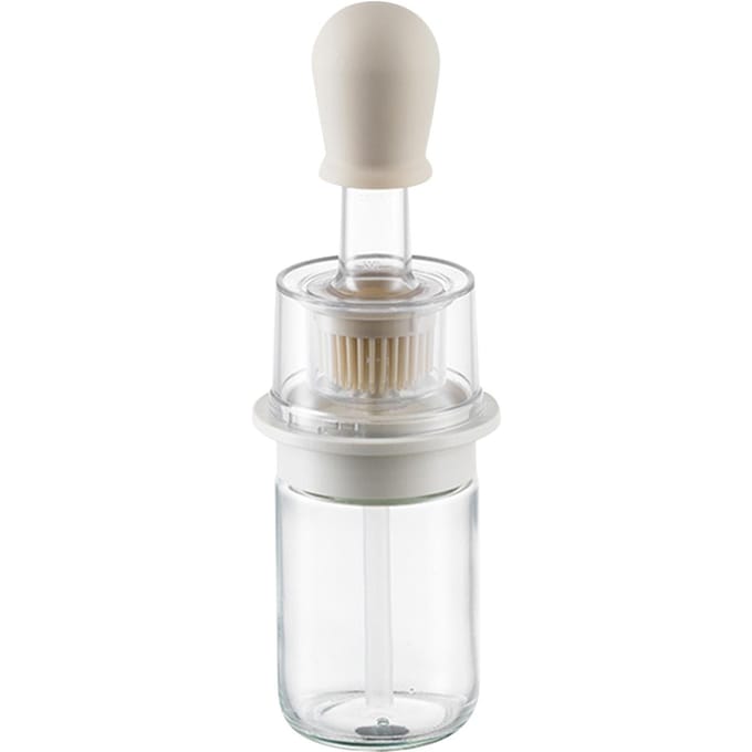2-in-1 Oliedispenser Fles Hittebestendig Draagbare Oliebesparende Container Met Zachte Siliconen Borstel White white