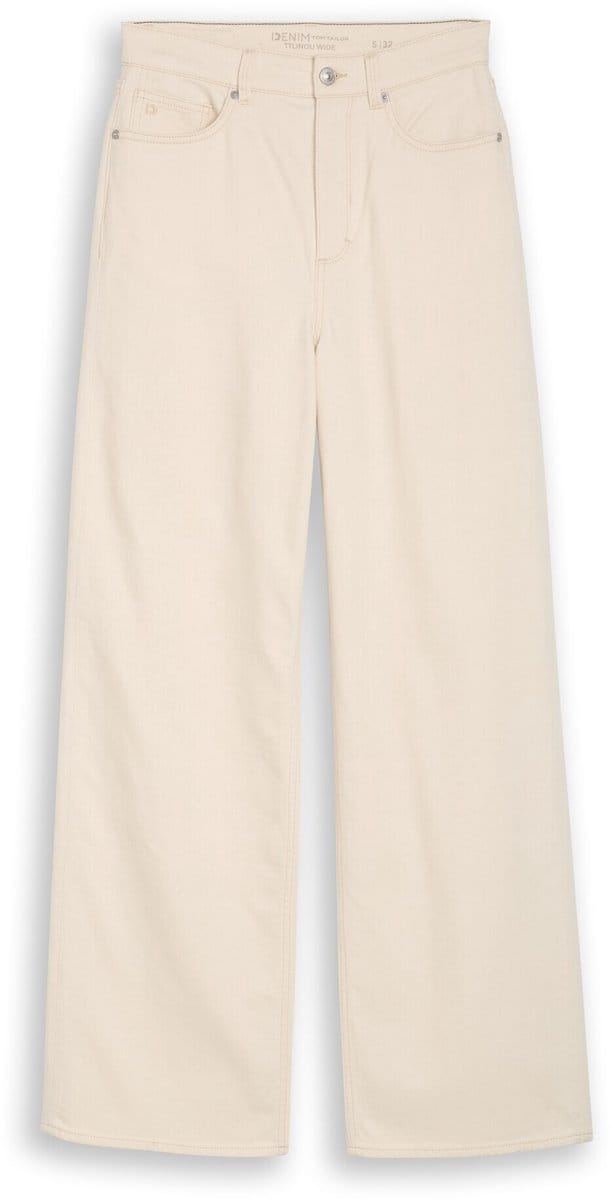 Tom Tailor Denim - TTLINOU WIDE jeans met hoge taille - Maat S/32 - raw offwhite denim