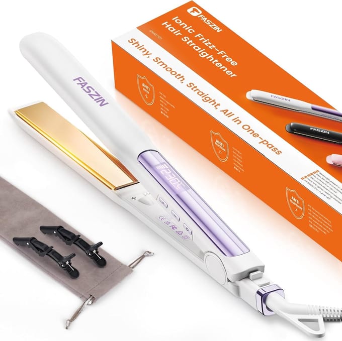 2-in-1 Stijltang voor Glad en Krullend Haar - Titanium Platen, Snelle Opwarming en LCD-Display