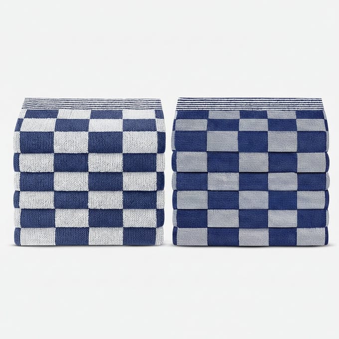 Theedoeken en Keukendoeken set - Horeca - Geblokt - Blauw