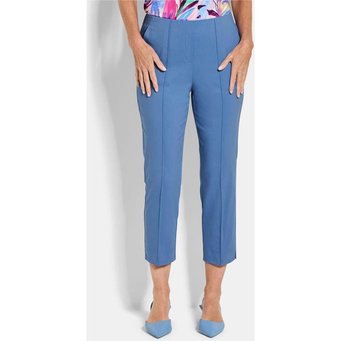 7/8-broek BELLA van bengaline, met biesjes - blauw - Gr. 42 van Goldner Fashion