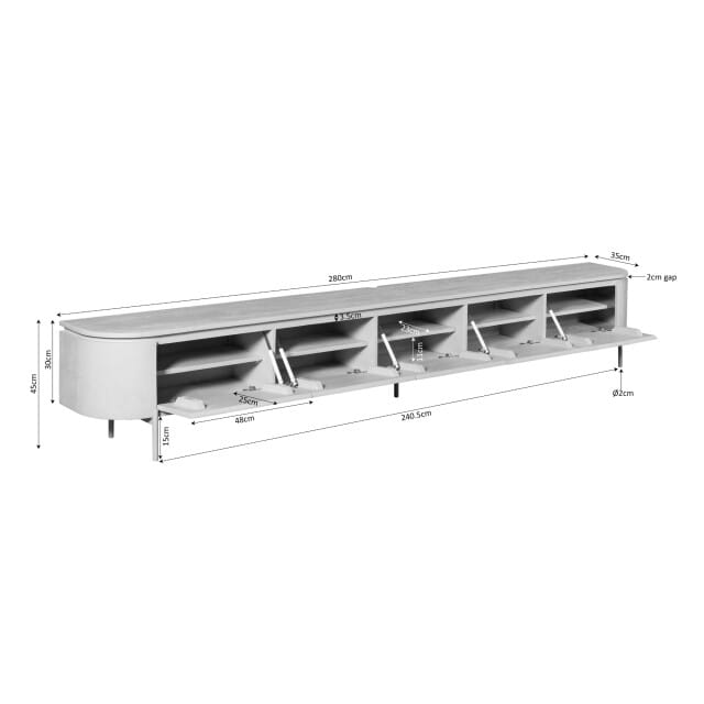 Starfurn - Tv meubel Excellent - Zwart - 35x280x30 cm
