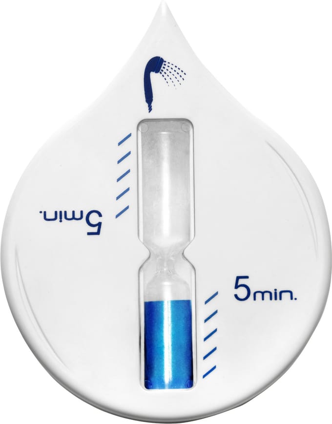 Zandloper - 2 stuks - badkamer/douche timer - 5 minuten - wit/blauw - 6 x 12 cm