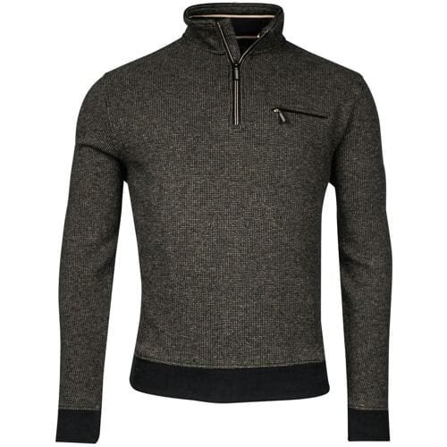 Baileys Trui Half Zip 2-Tone Jacquard Doubleface Interlock Sweat Donker Beige / male