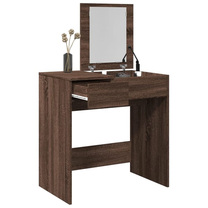 vidaXL - Kaptafel - met - spiegel - 73x46,5x120 - cm - bruin - eikenkleurig