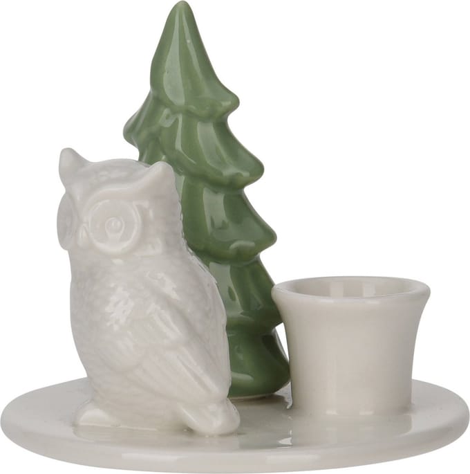 Keramische kaarshouder met kerstboom, 8 cm