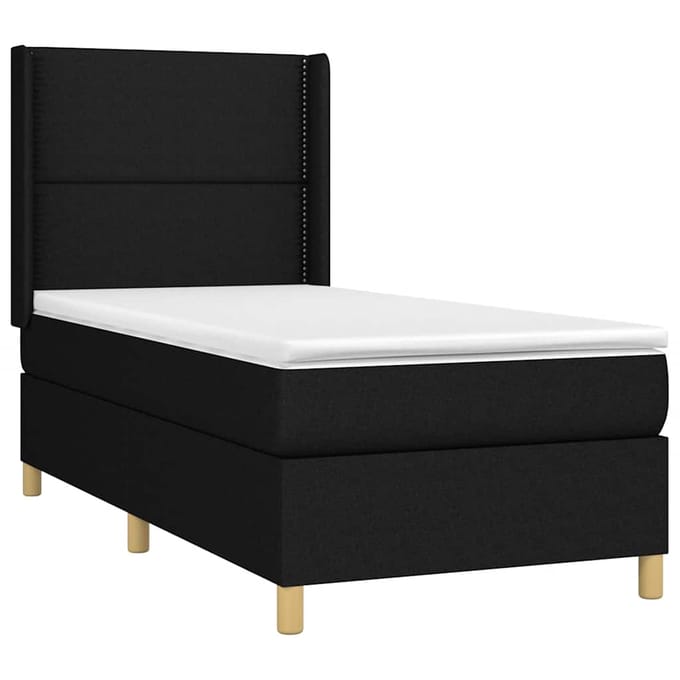 vidaXL - Boxspring - met - matras - stof - zwart - 100x200 - cm