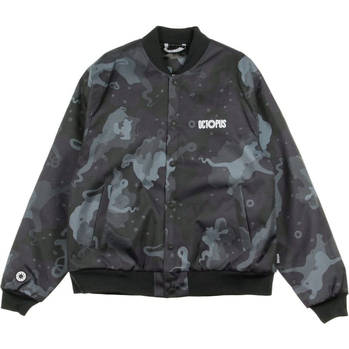 Herenbomberjack Camo Varsity Jacket Zwart