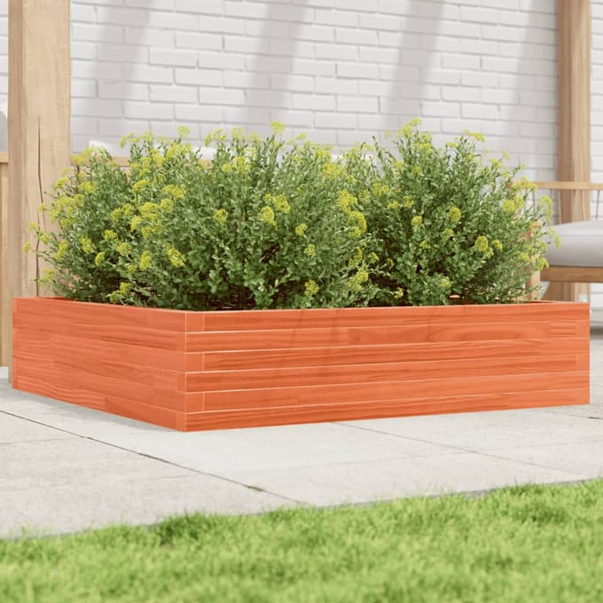 vidaXL - Plantenbak - 100x100x23 - cm - massief - grenenhout - wasbruin