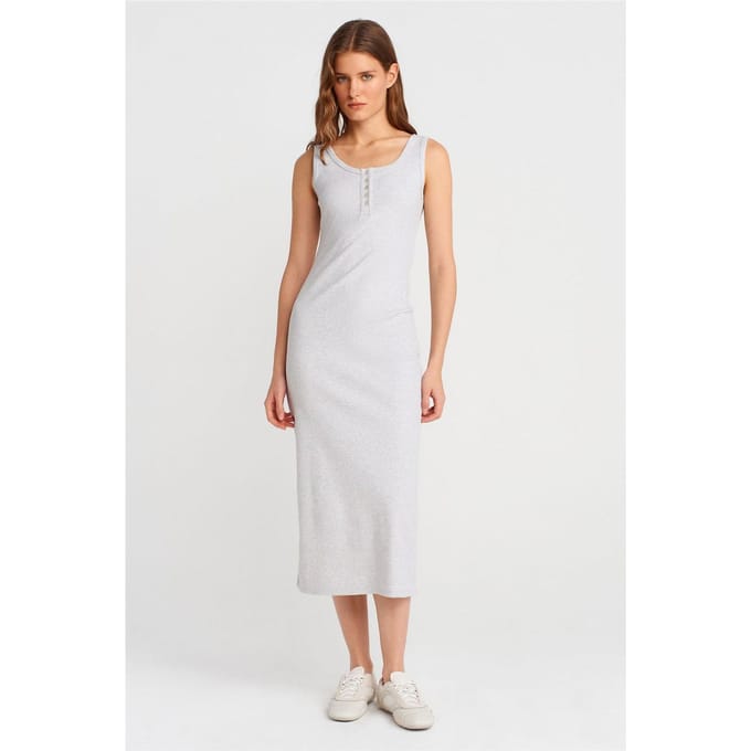 Gestreepte Midi Bodycon Jurk Met Knopen