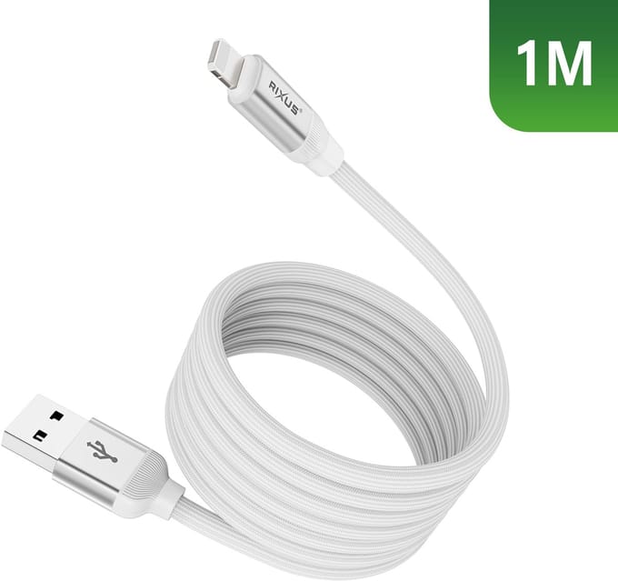 Rixus RXUC59AL Magnetic Charging Cord USB-A To Lightning 1m 10W White