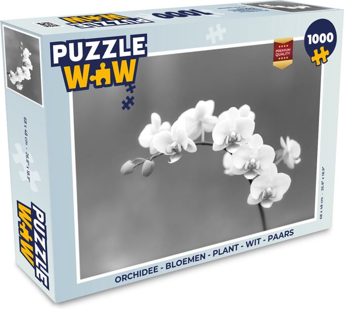 Puzzel Orchidee - Bloemen - Plant - Wit - Paars - Legpuzzel - Puzzel 1000 stukjes volwassenen