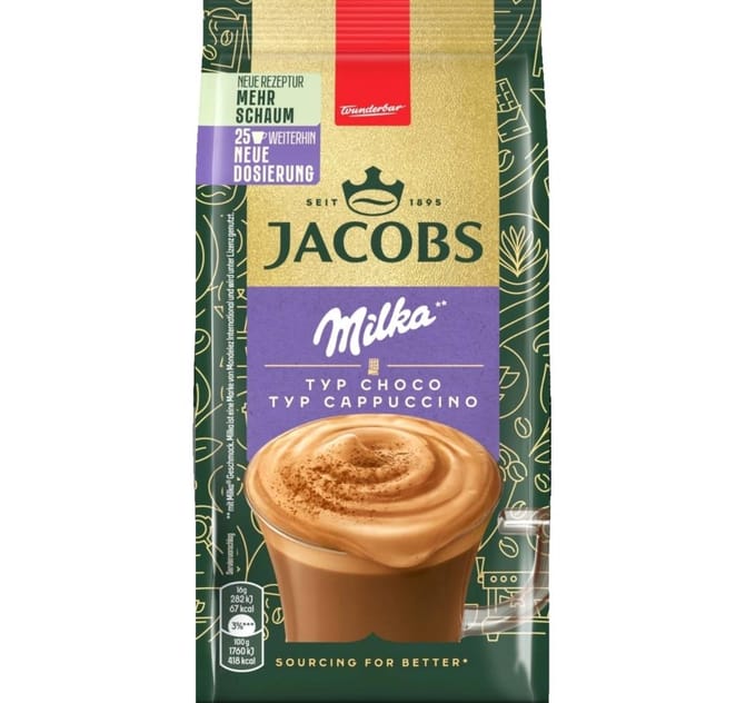 Oploskoffie cappuccino schoko milka 400g - jacobs