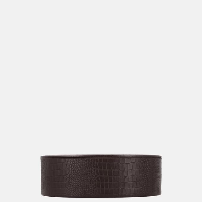Chamada Fleur leren opbergbox ovaal croco large donkerbruin