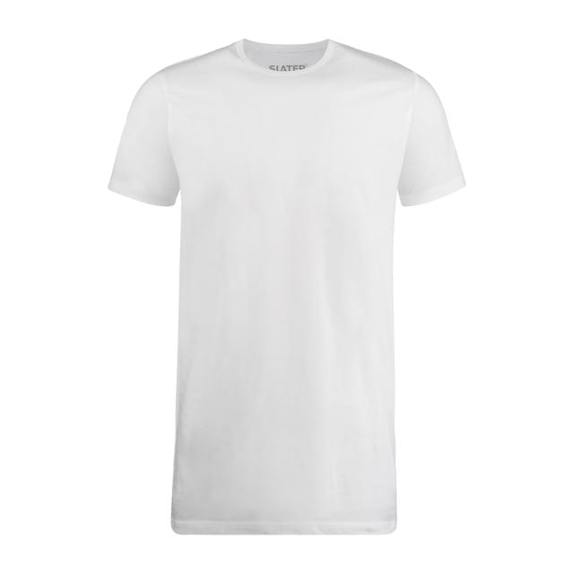 Slater 7700 - Basic Fit Extra Lang 2-pack T-shirt ronde hals korte mouw wit M 100% katoen