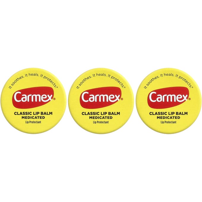 Carmex, Klassieke Lippenbalsem, Medicinale, 3 Stuks, 7,5 g (0,25 oz) Elk yellow