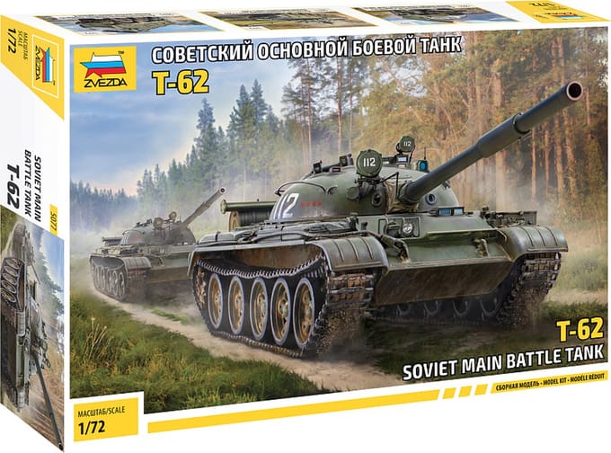 Zvezda Modelbouwpakket Militaire voertuigen - 5077 Soviet Main Battle Tank T-62 Plastic - 1:72 - Modelbouw