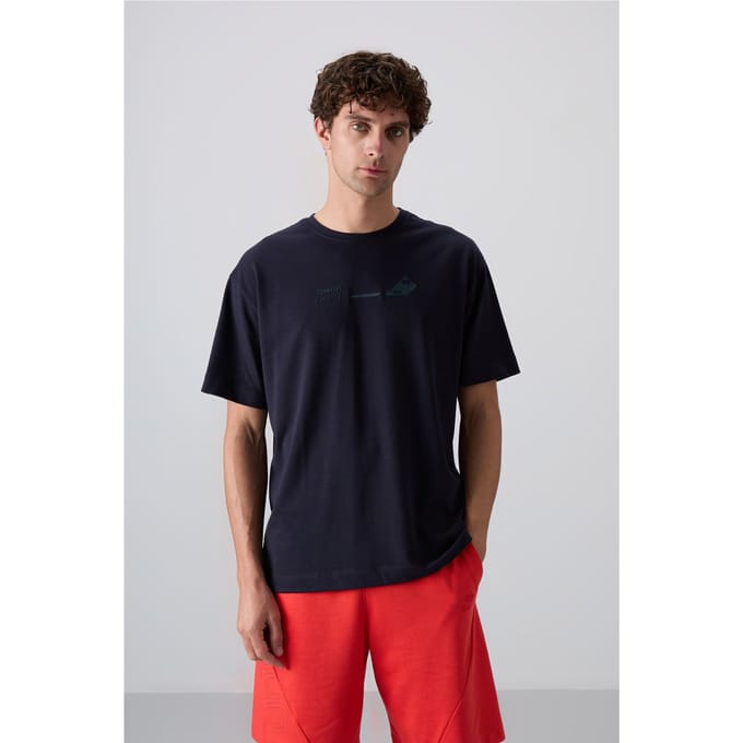 Oversized Katoen-Polyester T-shirt met Ronde Hals