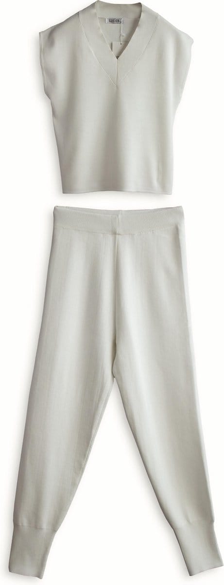Casual Loungewear Set Wit / Broek & Top / M-L