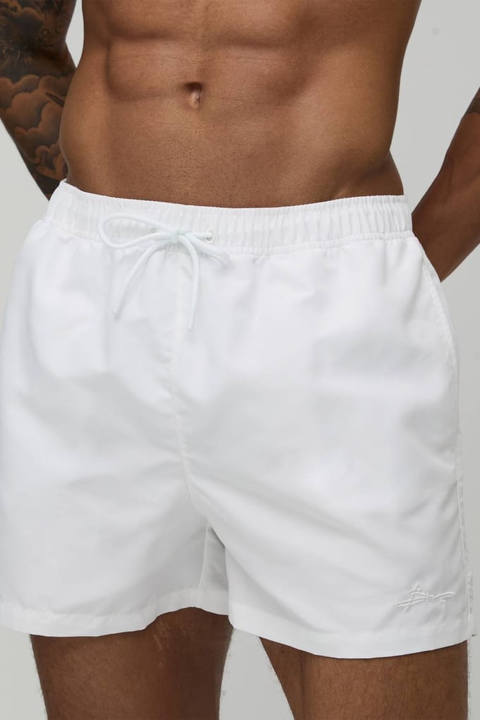 Short Length BM Autograph Swim Short | White | Size Medium