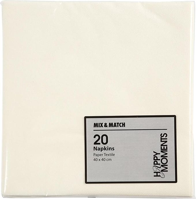 Servetten, afm 40x40 cm, 60 gr, off-white, 20 stuk/ 1 doos