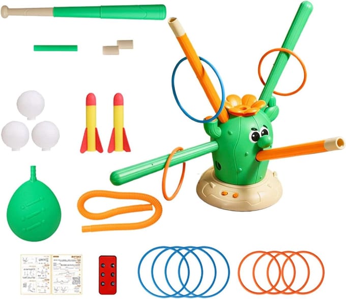 Muzikaal Spring Speelgoed - Interactieve Werpset - Actief Spel - 4-in-1 Activiteiten - 275 x 193 cm - Cactus