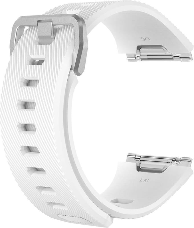 By Qubix - Compatible Fitbit bandje - Geschikt voor fitbit Ionic siliconen bandje met gesp - Maat: Large - wit