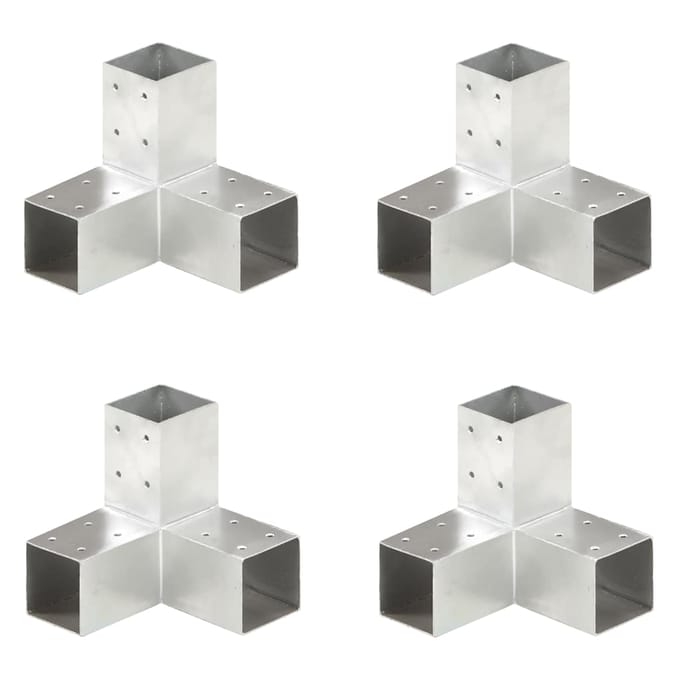Connecteurs de poteaux 4 pièces en forme de Y Métal galvanisé 71 x 71 mm