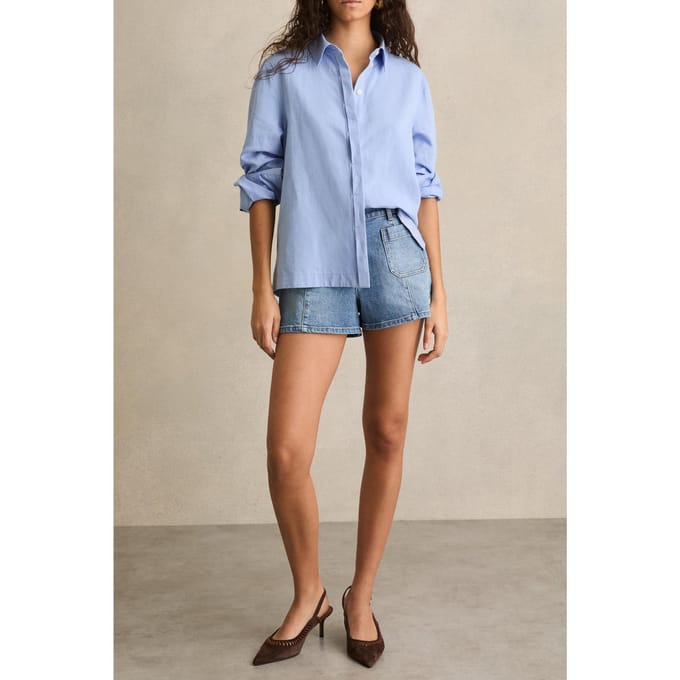 Reiss Denim Patch Pocket Short Mid Blue Größe: 27L | Kurze Sporthosen Outlet | Damen | Blau