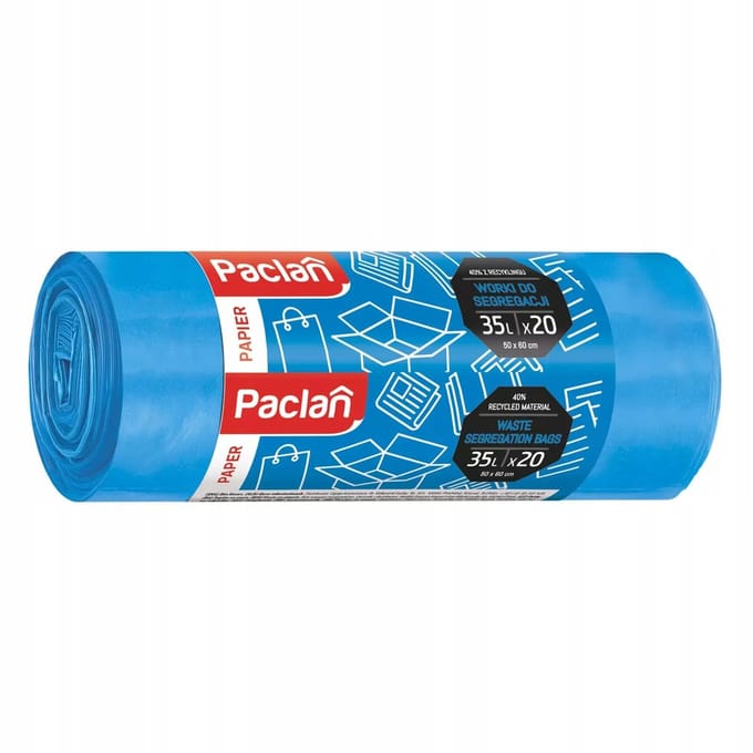 Paclan - Vuilniszakken - 35L - 20 stuks - Blauw - Papier