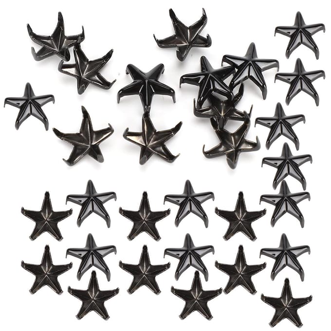 200 stuks Sterklinknagels 5-puntige Ster Klauwnagels DIY Tassen Hoeden Decoratie Accessoires 10MM Zwart black