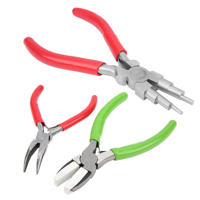 Ensemble de 3 pinces à bec plat en nylon pour fabrication de bijoux green