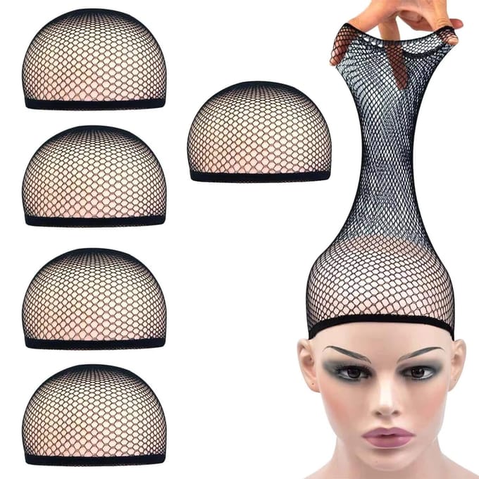 Bonnet de Perruque en Maille Extensible Élastique Filet à Cheveux Noir Filet à Perruque en Filet de Pêche Ouvert Respirant Bonnet en Maille pour Accessoires de Perruque gray