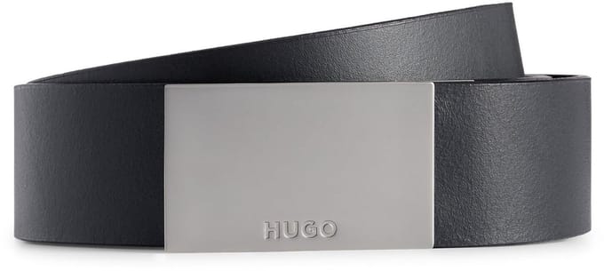 HUGO Leren Riem Gand Sz35 Belt W80 Black Zwart