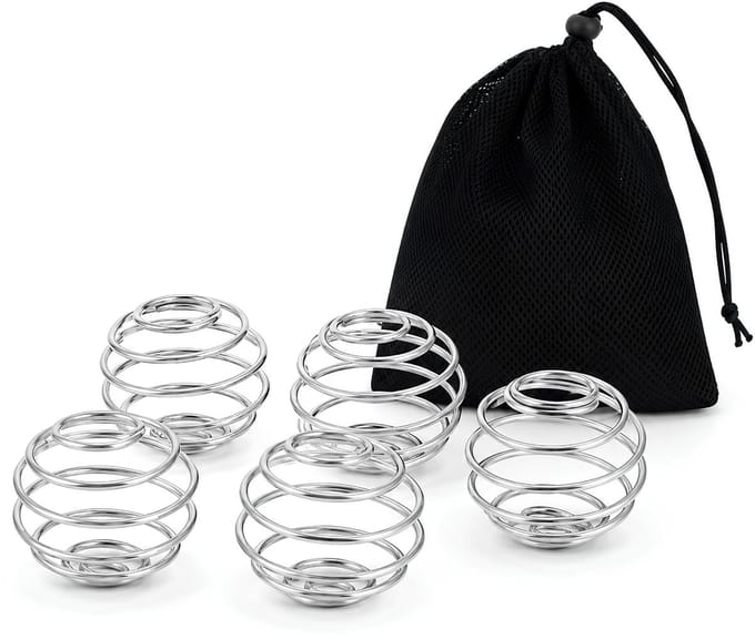 Shakerbal - Kleine RVS Mengbal - 4,5 cm - 5 Stuks - Met Opbergzakje