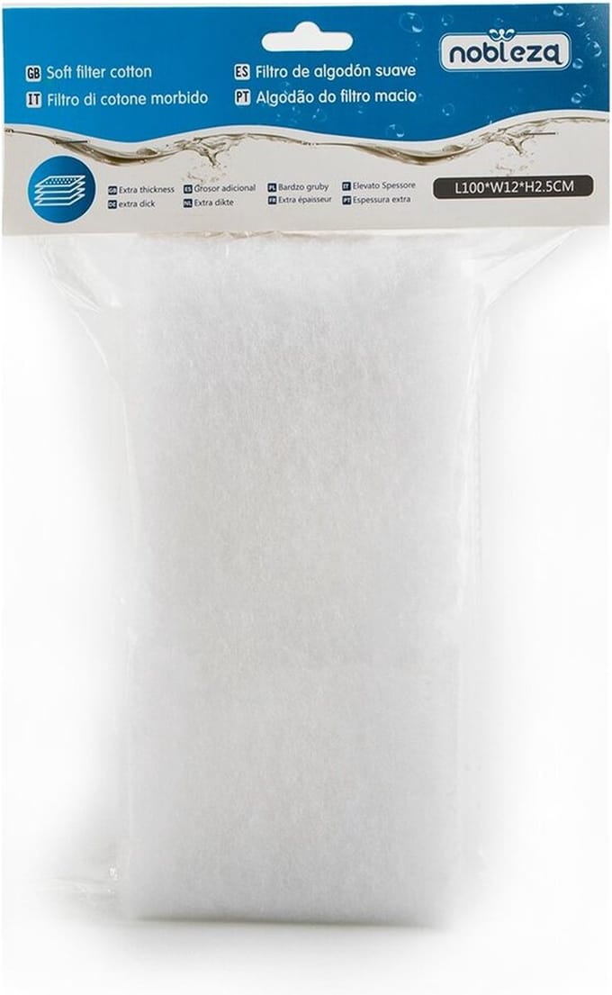 Nobleza Aquarium Filtervlies - Filterdoek voor Aquariumfilter - Filtermateriaal - Wit - 100 x 12 cm