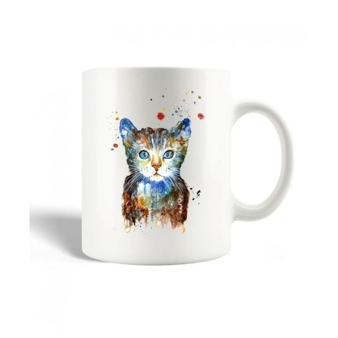 Mug en Céramique Chat Coloré Dessin de chat en multicolore