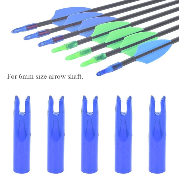 50 stuks Draagbare Plastic Boog Pijl Nok Inzetstuk Staart Boogschietaccessoire voor 6mm Schachtblauw