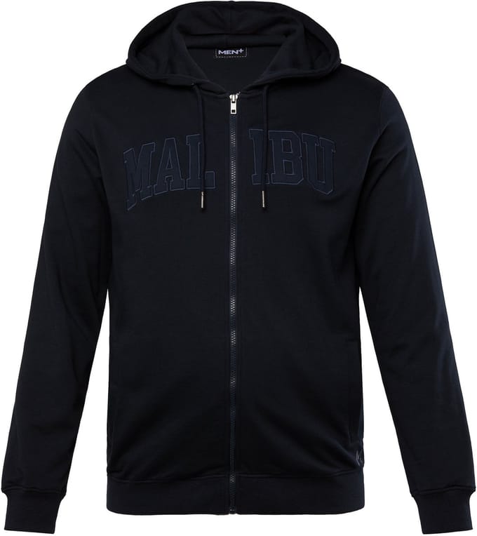 Men Plus - Heren - Trainingsjasje met capuchon applicatie - Navy blauw - Maat L