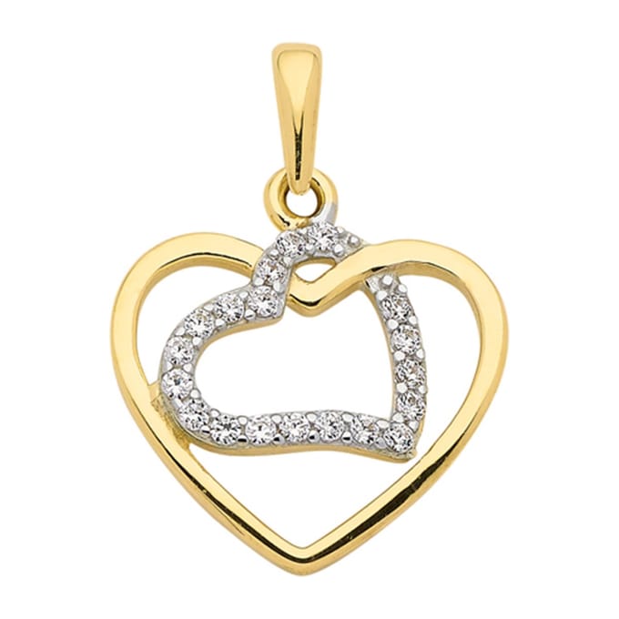 Hanger goud 333/GG/rh hart, zirkonia