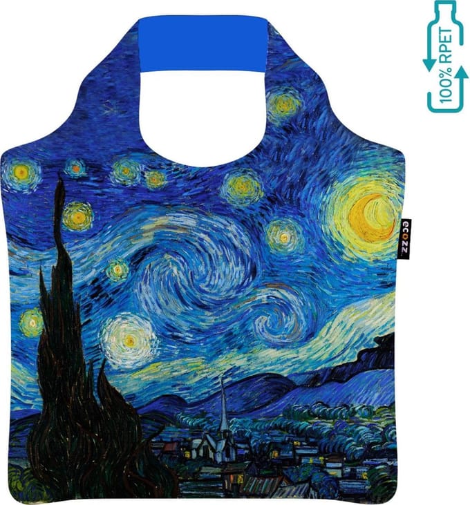Ecozz tas - Starry Night - Vincent van Gogh - met rits - 46x41 cm