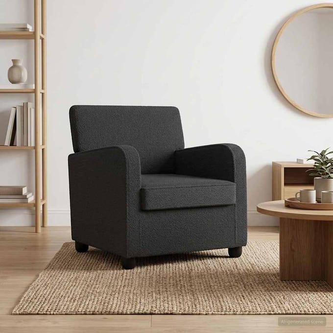 vidaXL - Fauteuil - Donkergrijs - Imitatie - lamswol